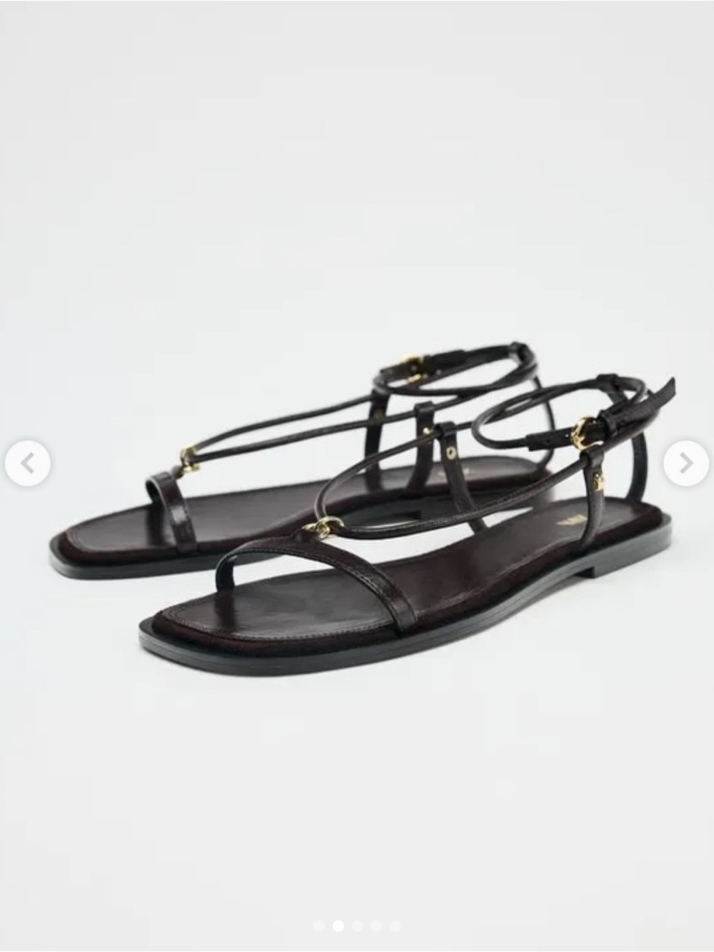 Dark brown leather strappy flat sandals - Picture 3 of 7